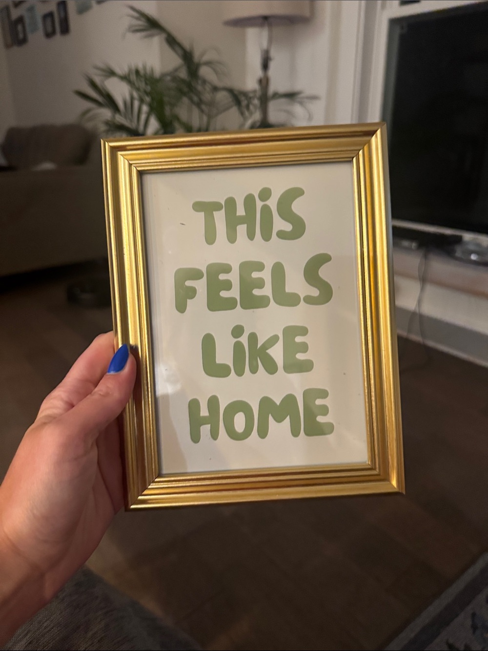 Gold Frame 'This Feels Like Home' Wall Accent - Green Text
